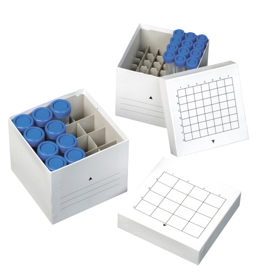 CAJA CARTON CONGELACION BLANCA PARA 36 TUBOS DE 15 ml.